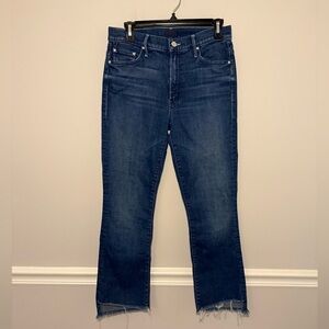 Mother the insider crop step fray den jeans. 29
